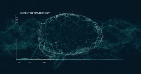Futuristic Neural Network Brain with 3D Data Visualization