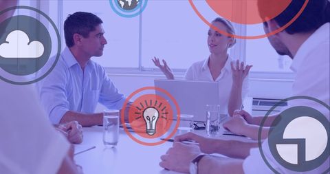 team collaborating with digital technology icons - Download Free Stock Images Pikwizard.com