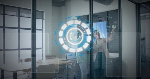 Business Collaboration with Digital Interface in Modern Office