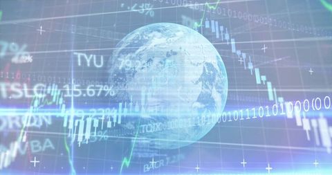Global Digital Interface with Financial Data Overlaid on Earth - Download Free Stock Images Pikwizard.com