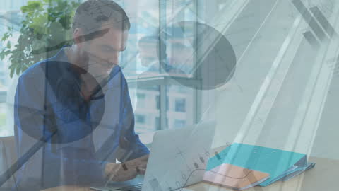 Financial Analyst Examining Data with Overlay of Charts