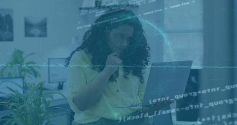 Businesswoman Engaged in Data Analysis in Tech Office