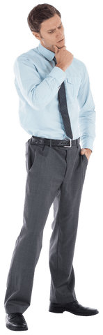 Transparent Thoughtful Businessman with Hand on Chin Expression