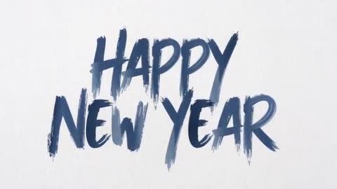 Happy New Year Brushstroke Animation Revealing Cerulean Textured Canvas Typography