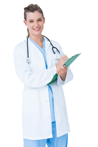 smiling medical doctor writing on transparent clipboard - Download Free Stock Videos Pikwizard.com