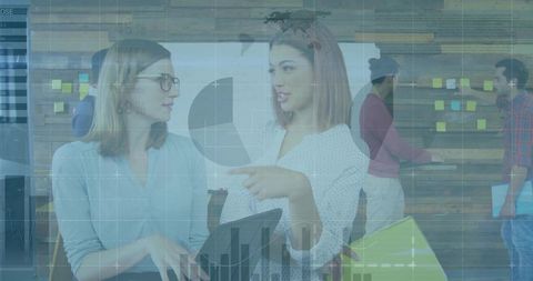 Team Collaboration in Modern Office with Data Analytics Theme