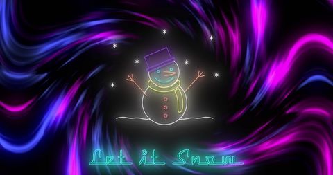 Neon Snowman with Let It Snow Text - Download Free Stock Images Pikwizard.com