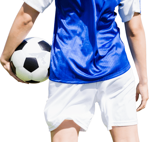 Transparent Footballer Holding Soccer Ball on White