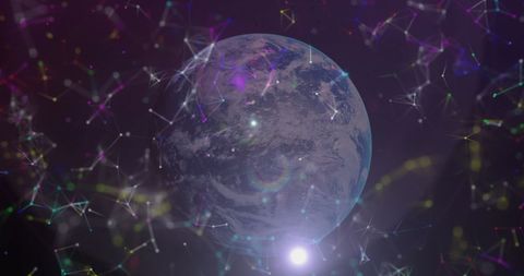 Earth Surrounded by Digital Networks on Purple Backdrop - Download Free Stock Images Pikwizard.com