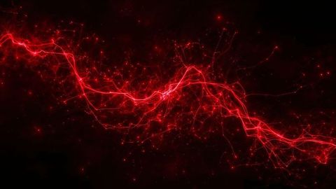 Red Neon Glowing Trails in Futuristic Abstract Art