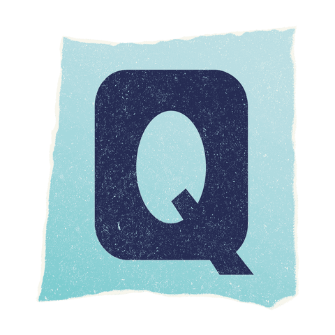Transparent grunge style q on torn gradient paper design