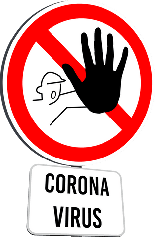 Transparent stop coronavirus sign for health and safety awareness