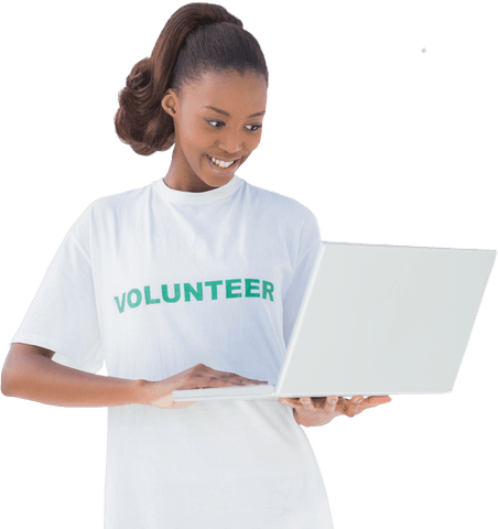 transparent woman volunteering with laptop - Download Free Stock Videos Pikwizard.com