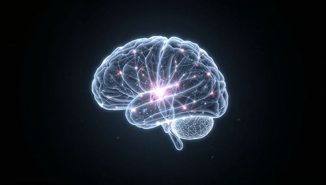 Glowing 3D Brain with Neural Network Light Traces and Holographic Cortex Visualization