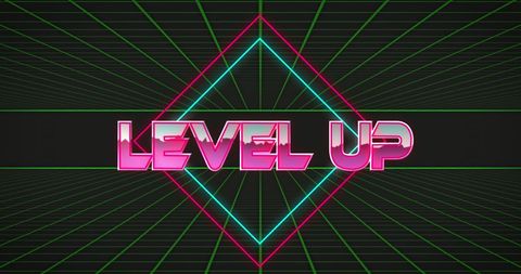 retro futuristic level up neon gaming concept design - Download Free Stock Images Pikwizard.com