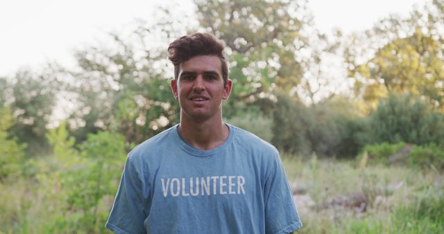 Smiling Volunteer in Nature Park - Download Free Stock Images Pikwizard.com