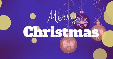 Festive Merry Christmas Background with Hanging Baubles