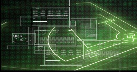 Displaying futuristic avionics hud showing drone tracking, telemetry and data matrix