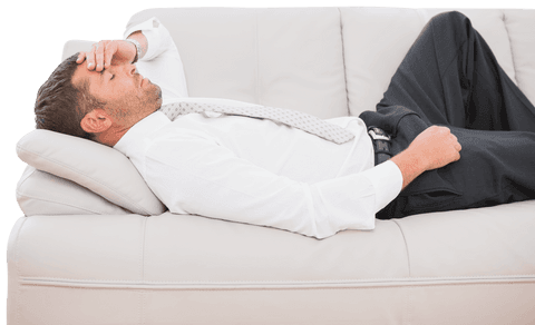 transparent background businessman lying on sofa with headache - Download Free Stock Videos Pikwizard.com