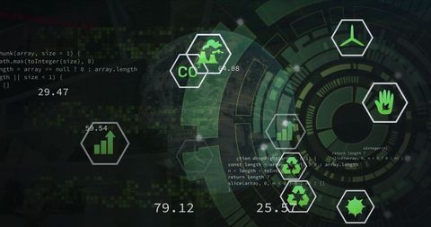 Sustainable technology integration with digital eco icons