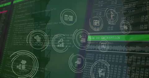 Data Encryption and Code Processing on Digital Interface Screens - Download Free Stock Images Pikwizard.com