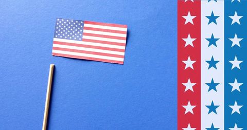American Flag with Patriotic Stars on Blue Background