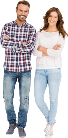 Portrait of Cheerful Couple with Arms Crossed Transparent