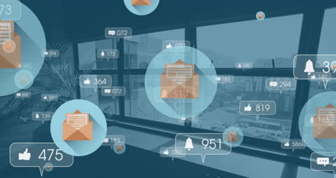 Social Media Notifications and Emails in Office Workspace