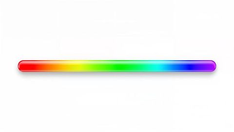 Glossy rounded rainbow gradient bar hovering across white canvas with soft drop shadow