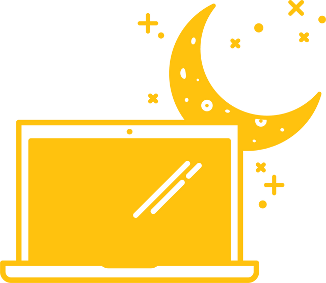 Transparent Vector Illustration of Yellow Laptop with Moon and Stars - Download Free Stock Videos Pikwizard.com