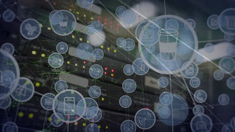 Futuristic Network of Connections with Technology Icons UI