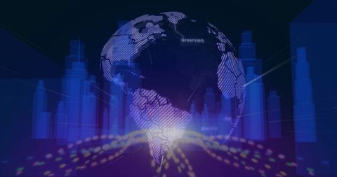 Futuristic Digital Globe with Data Visualization in Virtual Dashboard