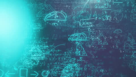 Abstract Mathematical Equations on Glowing Chalkboard Background