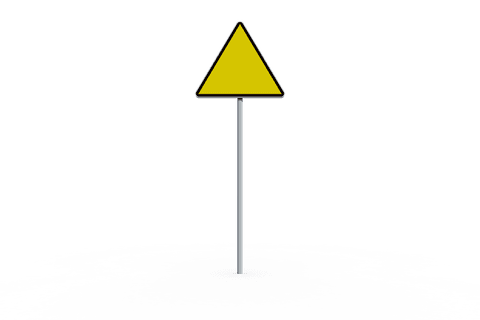 Yellow Triangle Road Sign on Transparent Background Mockup - Download Free Stock Videos Pikwizard.com