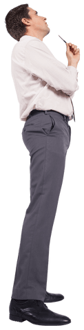 Transparent PNG of Businessman Looking Up, Standing Side View
