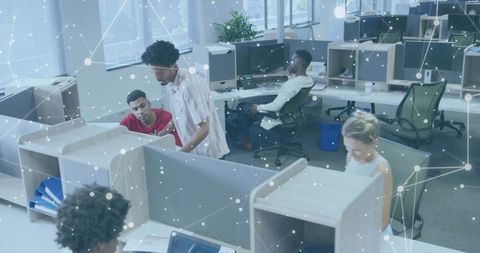 Modern Open-Plan Office with Digital Connectivity in Focus