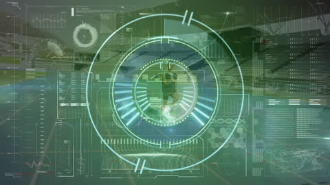 Athlete Training in Stadium with Futuristic Digital Interface