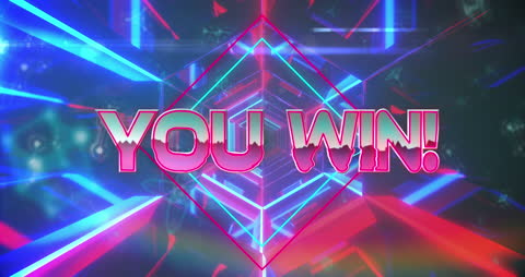 Futuristic Neon 'You Win!' High Score Display Animation