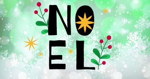 Snow Falling Noel Text Snowflakes Green Christmas Background - Download Free Stock Images Pikwizard.com