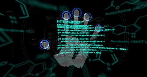 Digital Fingerprint Scan with Data Overlays in Tech Background - Download Free Stock Images Pikwizard.com