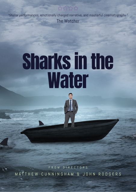 Businessman on Boat in Ocean with Sharks, Corporate Tension Concept - Download Free Stock Videos Pikwizard.com