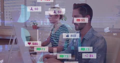 Business Team Analyzing Social Media Metrics in Office Space