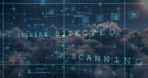 Digital Interface with Malware Alert over Clouds - Download Free Stock Images Pikwizard.com