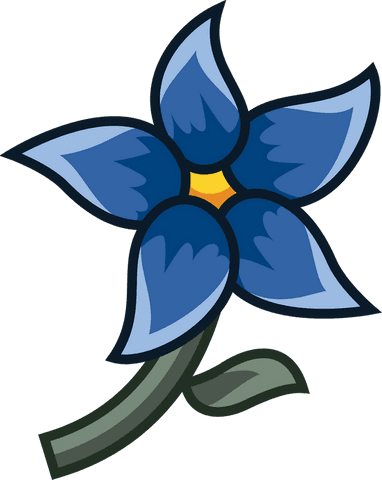 Blue Floral Vector on Transparent Background for Botanical Designs