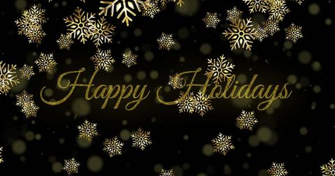 Festive Gold Snowflakes Happy Holidays Background
