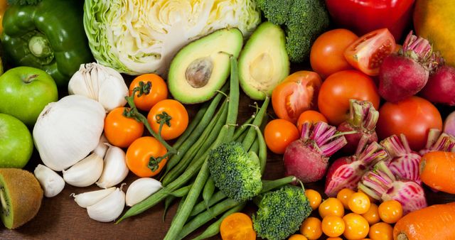 Fresh Organic Vegan Food Display with Fruit and Vegetables - Download Free Stock Images Pikwizard.com