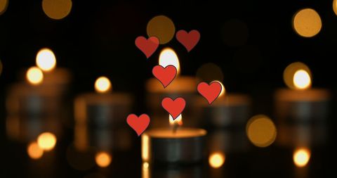 Romantic Candlelight with Floating Hearts for Celebrations - Download Free Stock Images Pikwizard.com