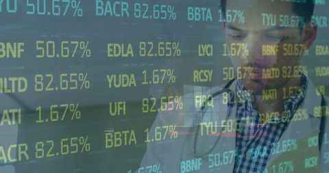 Doctor Analyzing Financial Data on Digital Interface