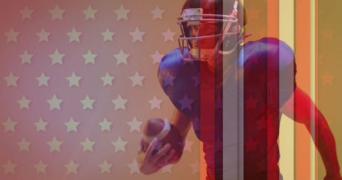 American Football Player Embracing Patriotism with USA Flag Illusion