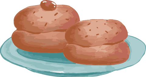 Golden buns on light teal plate transparent artwork